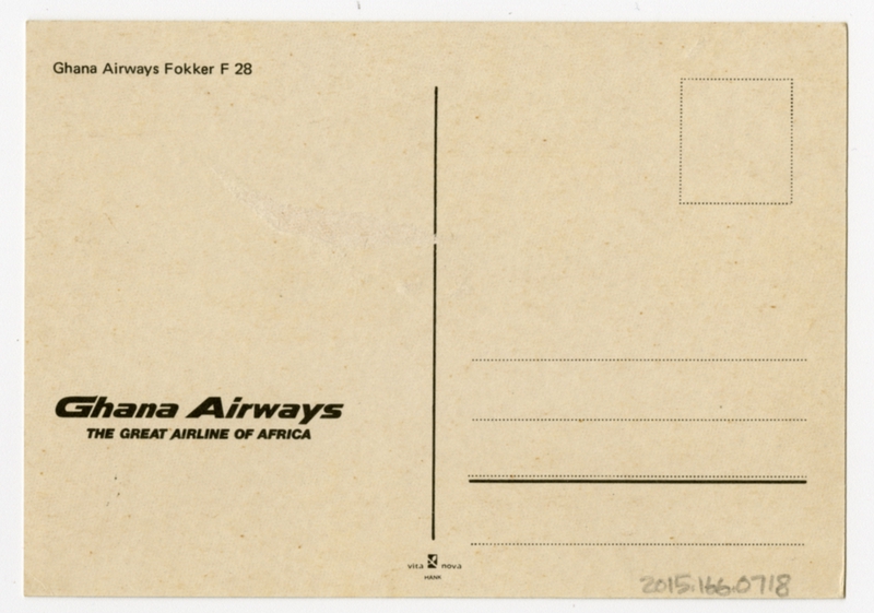 Image: postcard: Ghana Airways, Fokker F.28