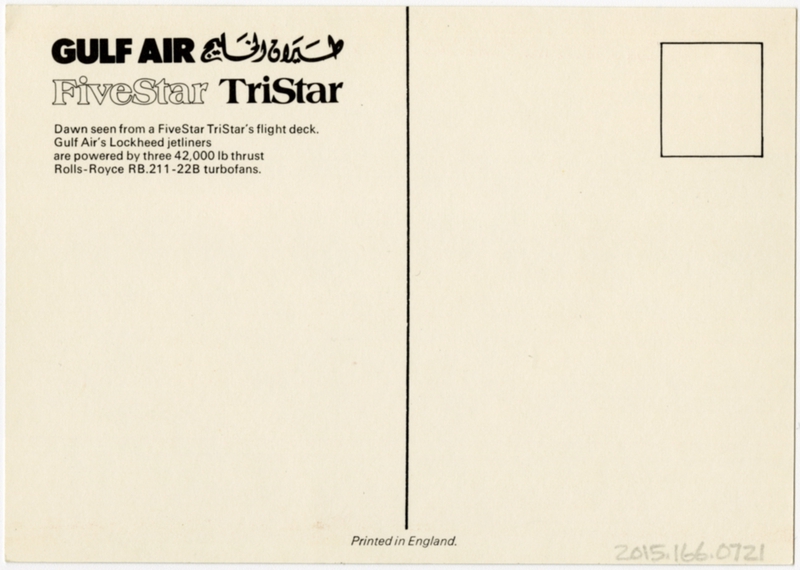 Image: postcard: Gulf Air, Lockheed L-1011 TriStar