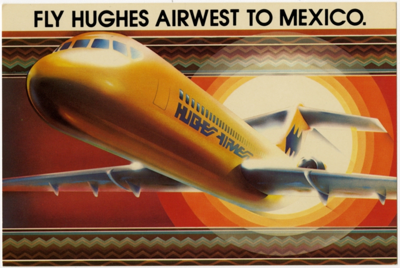 Image: postcard: Hughes Airwest, Douglas DC-9