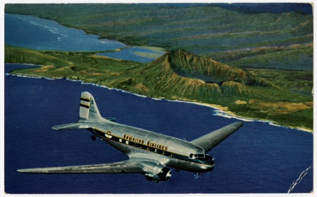 Postcard: Hawaiian Airlines, Douglas DC-3, Honolulu