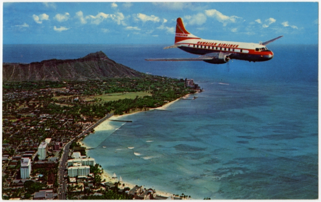 Postcard: Hawaiian Airlines, Convair 240, Honolulu