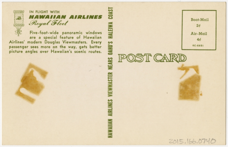 Image: postcard: Hawaiian Airlines, Douglas DC-3 Viewmaster