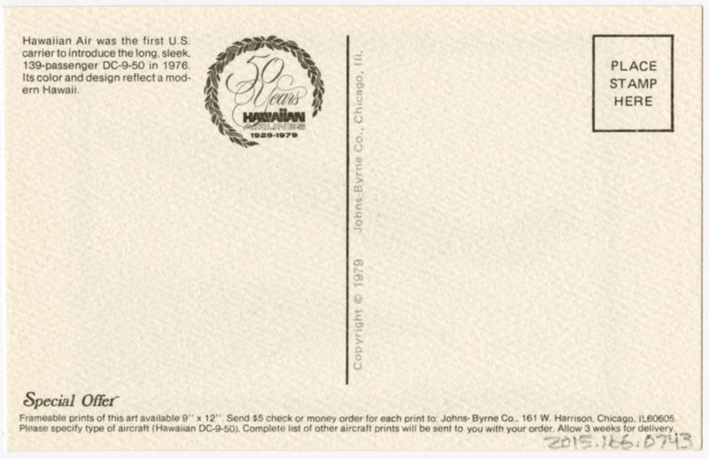 Image: postcard: Hawaiian Airlines, Douglas DC-9-50