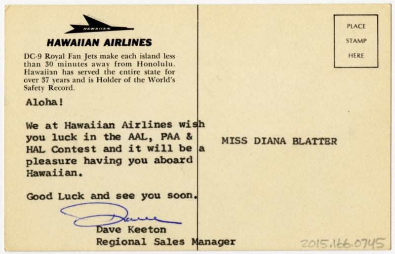 Image: postcard: Hawaiian Airlines, Douglas DC-9