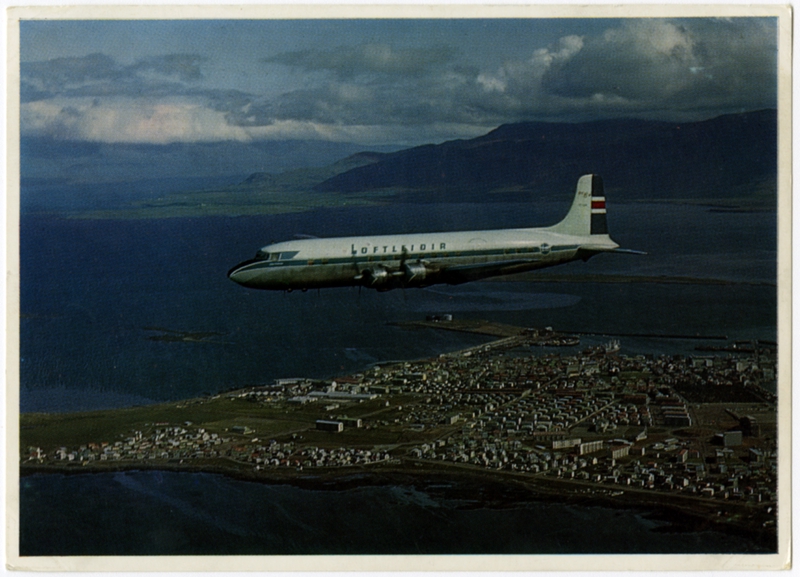 Image: postcard: Loftleidir Icelandic Airlines, Douglas DC-6 Cloudmaster, Reykjavik