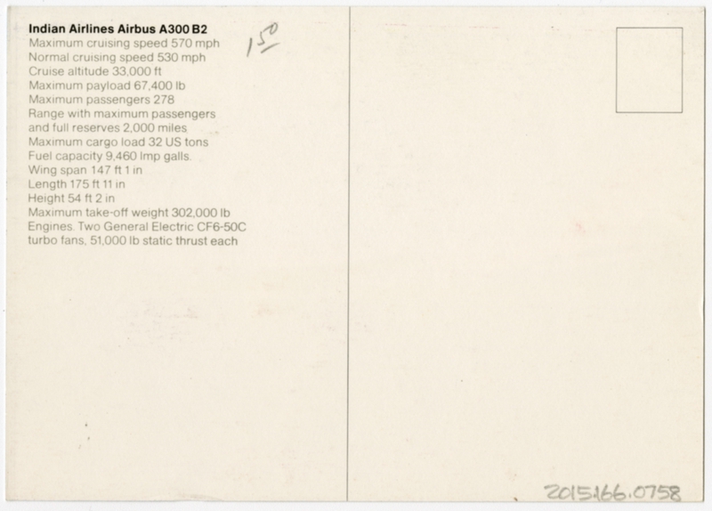 Image: postcard: Indian Airlines, Airbus A300-B2