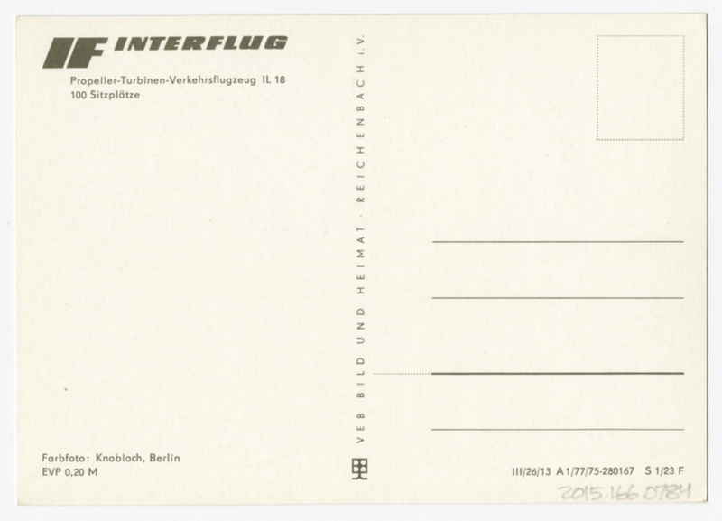 Image: postcard: Interflug, Iluyshin Il-18