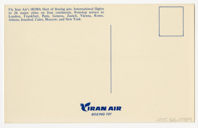 Image: postcard: Iran Air, Boeing 707