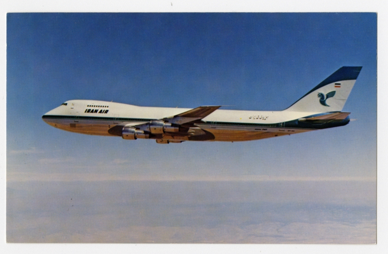 Image: postcard: Iran Air, Boeing 747