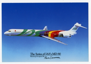 Image: postcard: Japan Air System (JAS), McDonnell Douglas MD-90