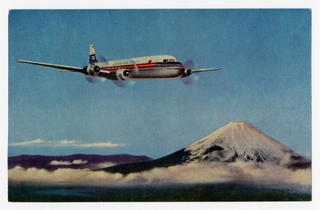 Image: postcard: JAL (Japan Air Lines), Douglas DC-6B, Mt. Fuji