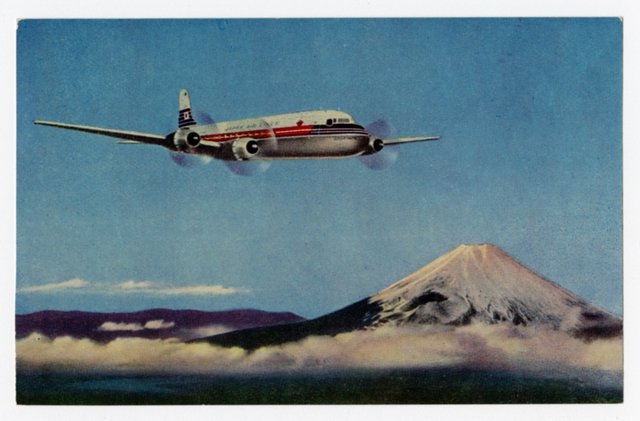 Postcard: Japan Air Lines, Douglas DC-6B, Mt. Fuji