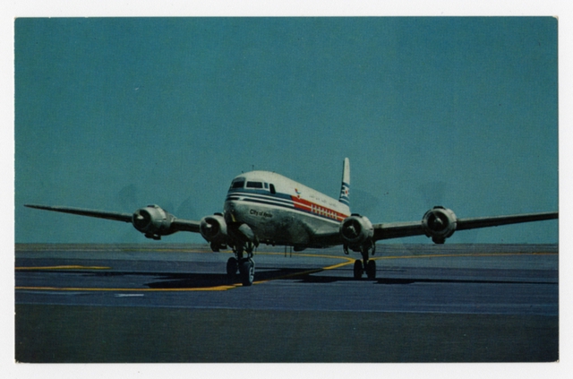 Postcard: Japan Air Lines, Douglas DC-6B, Tokyo International Airport