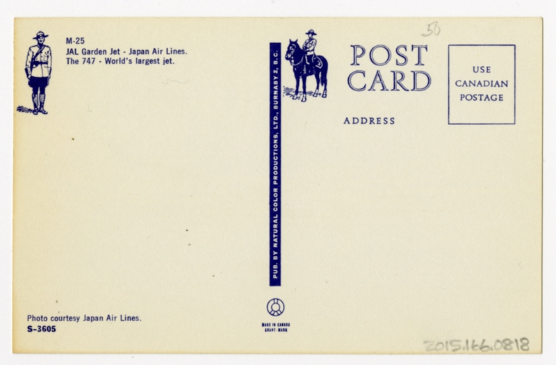 Image: postcard: JAL (Japan Air Lines), Boeing 747