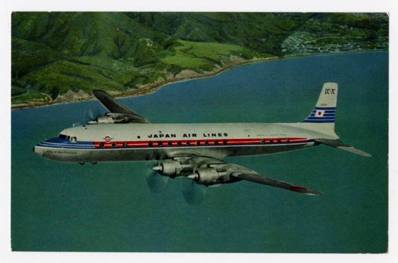 Image: postcard: JAL (Japan Air Lines), Douglas DC-7C City of San Francisco