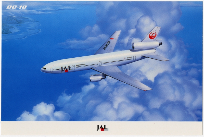 Image: postcard: JAL (Japan Air Lines), McDonnell Douglas DC-10