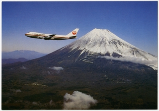 Image: postcard: JAL (Japan Air Lines), Boeing 747. Mt. Fuji