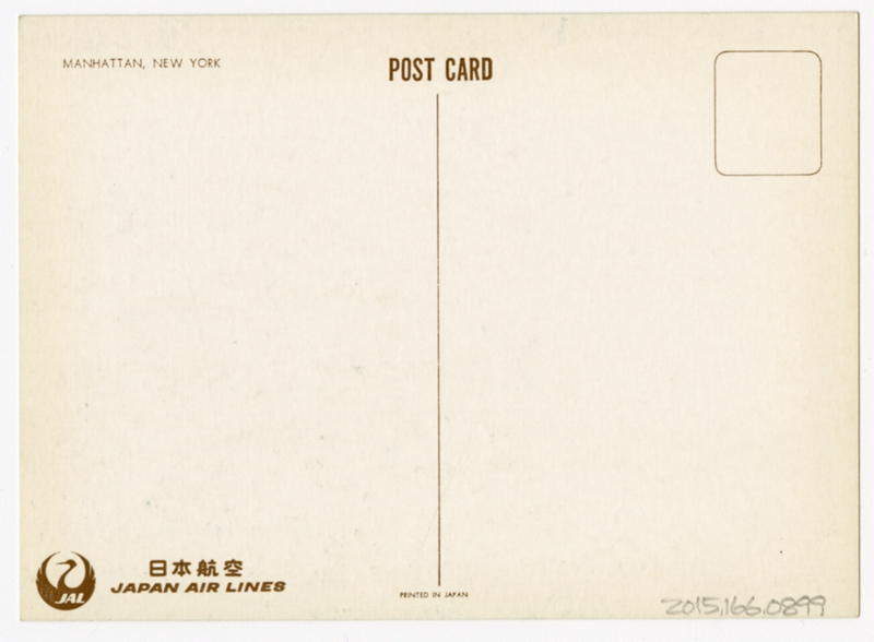 Image: postcard: JAL (Japan Air Lines), New York City
