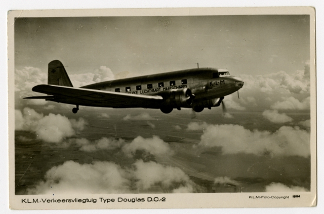 Postcard: KLM (Royal Dutch Airlines), Douglas DC-2