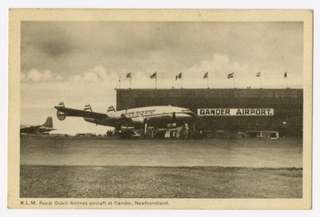 Image: postcard: KLM (Royal Dutch Airlines), Lockheed Constellation, Gander Airport