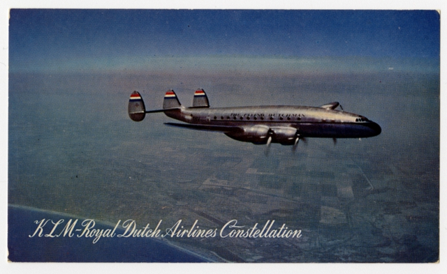 Postcard: KLM (Royal Dutch Airlines), Lockheed Constellation