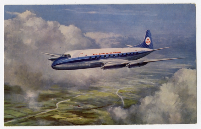 Postcard: KLM (Royal Dutch Airlines), Vickers Viscount