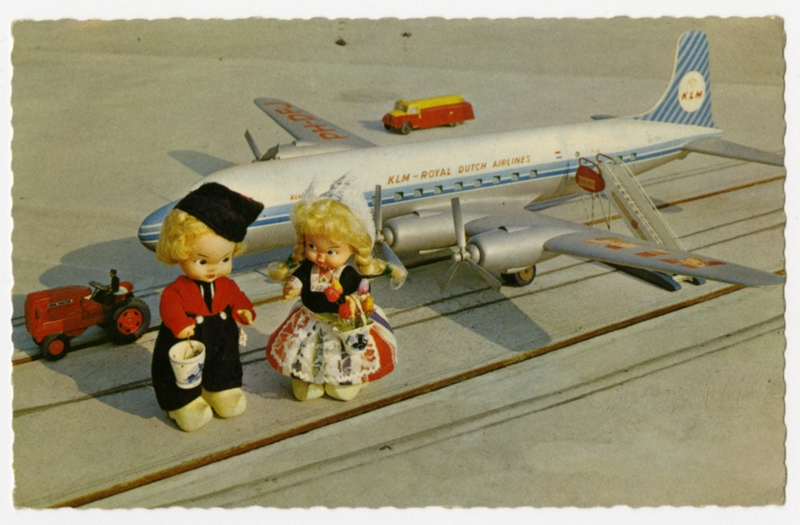Image: postcard: KLM (Royal Dutch Airlines), Douglas DC-6, model aircraft