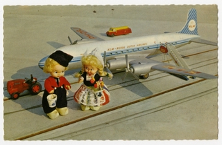 Image: postcard: KLM (Royal Dutch Airlines), Douglas DC-6, model aircraft