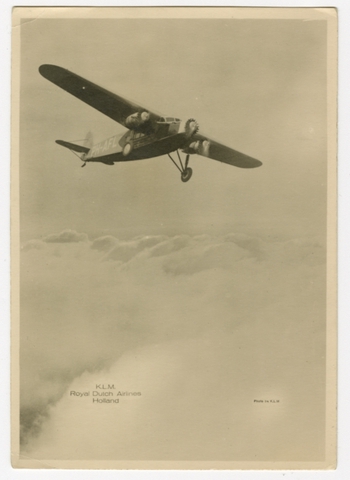 Postcard: KLM (Royal Dutch Airlines), Fokker F.XII