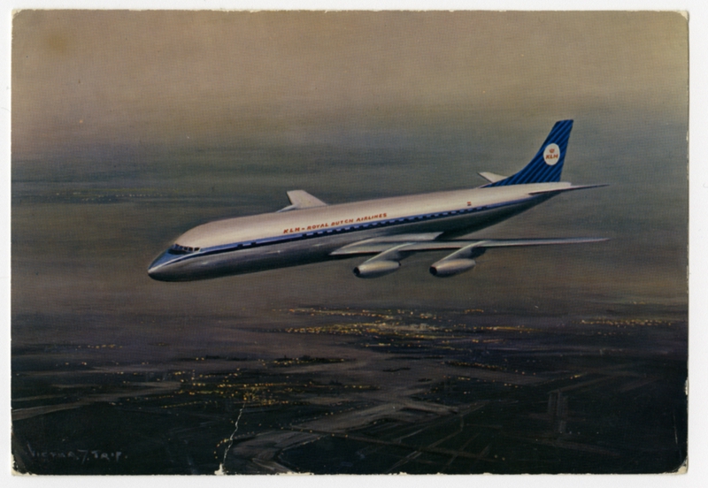 Image: postcard: KLM (Royal Dutch Airlines), Douglas DC-8