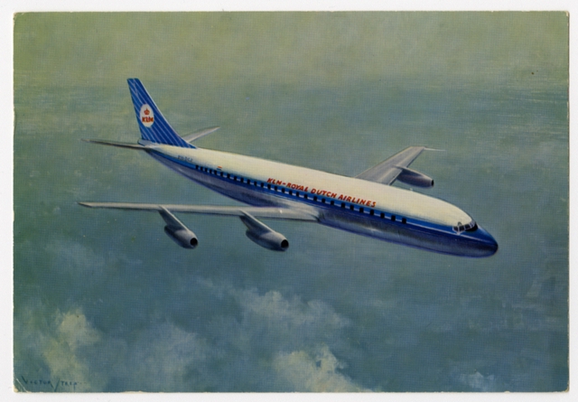 Postcard: KLM (Royal Dutch Airlines), Douglas DC-8
