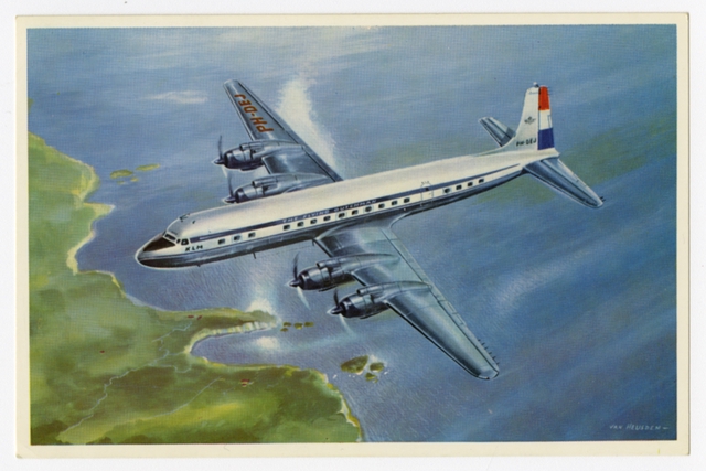 Postcard: KLM (Royal Dutch Airlines), Douglas DC-7C