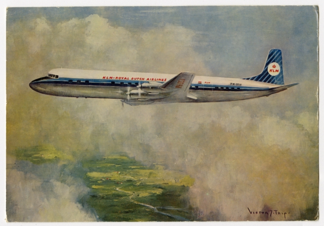 Postcard: KLM (Royal Dutch Airlines), Douglas DC-7C