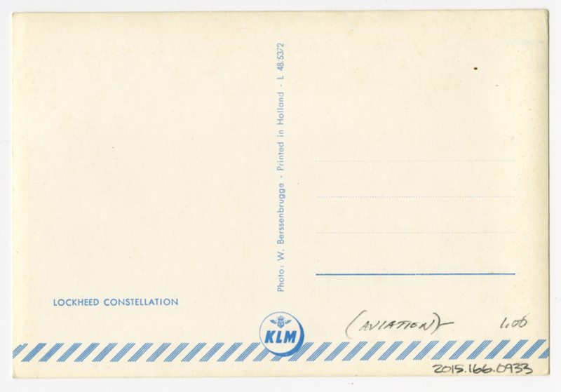 Image: postcard: KLM (Royal Dutch Airlines), Lockheed Constellation
