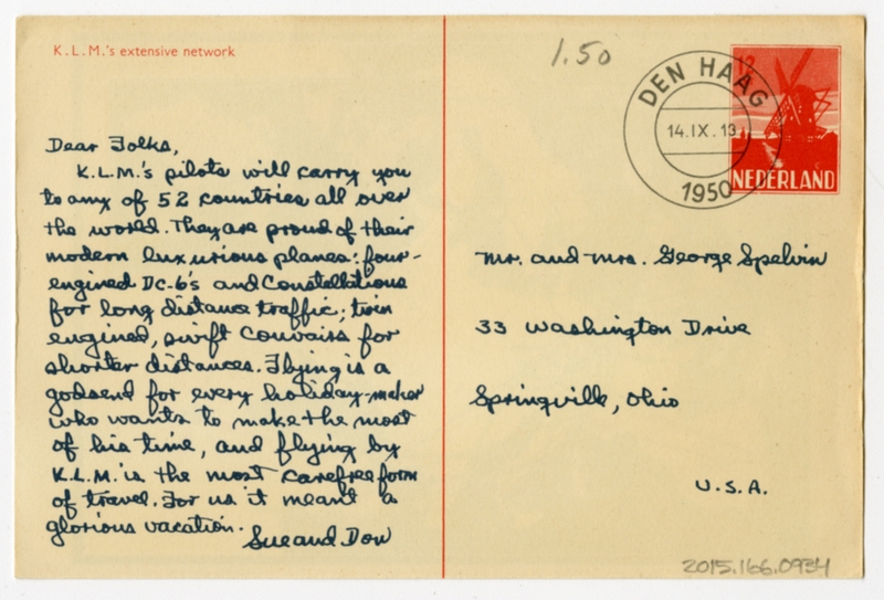 Image: postcard: KLM (Royal Dutch Airlines), Lockheed Constellation