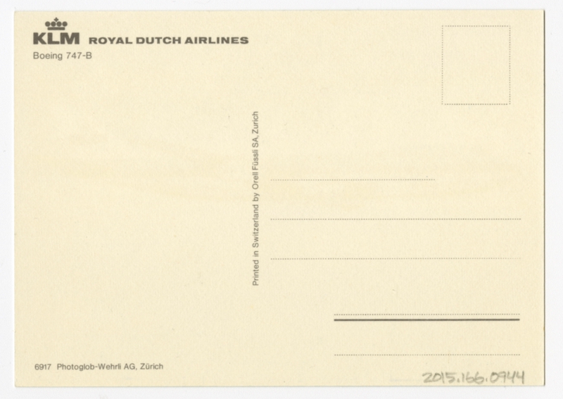 Image: postcard: KLM (Royal Dutch Airlines), Boeing 747B