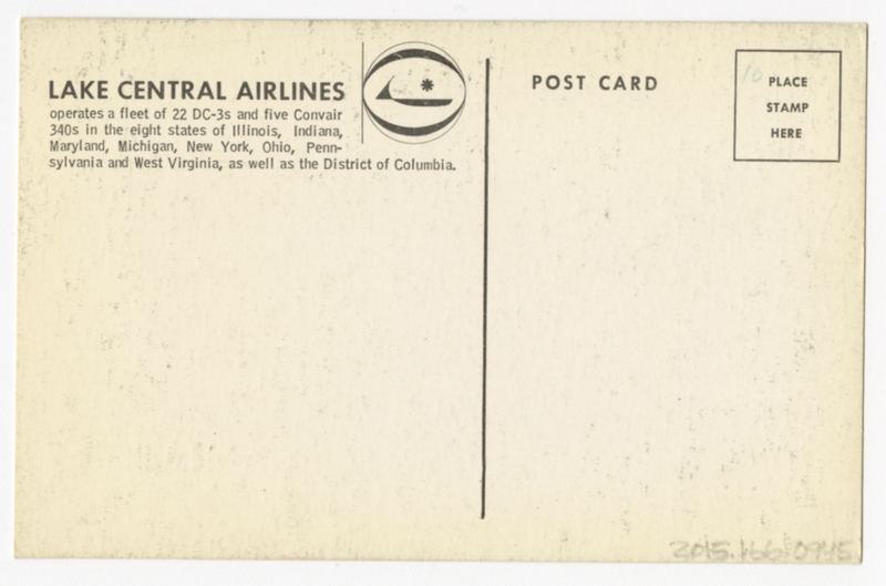 Image: postcard: Lake Central Airlines, Douglas DC-3