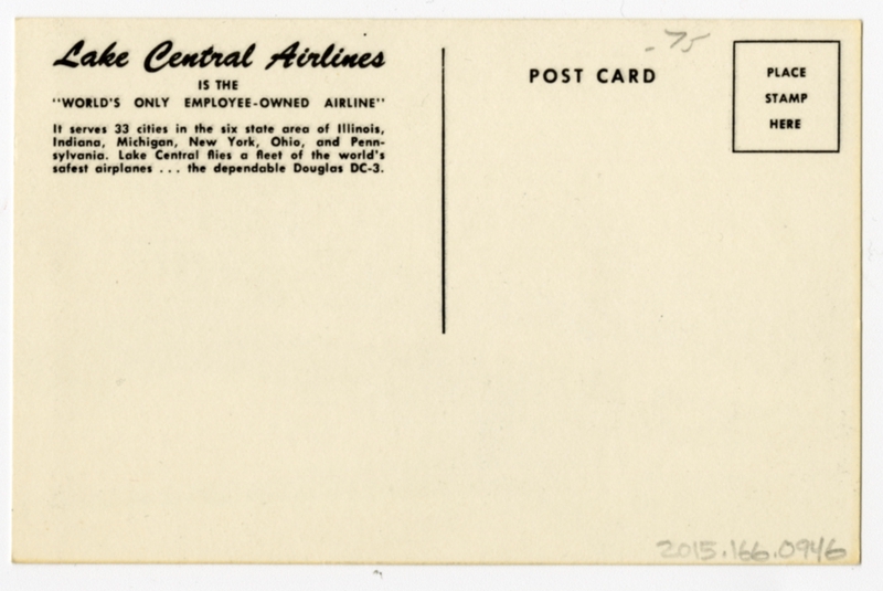 Image: postcard: Lake Central Airlines, Douglas DC-3