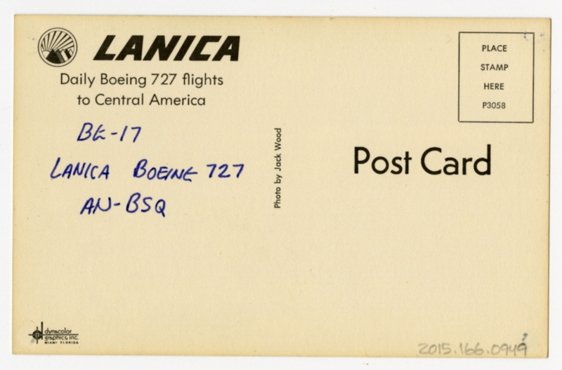 Image: postcard: LANICA, Boeing 727