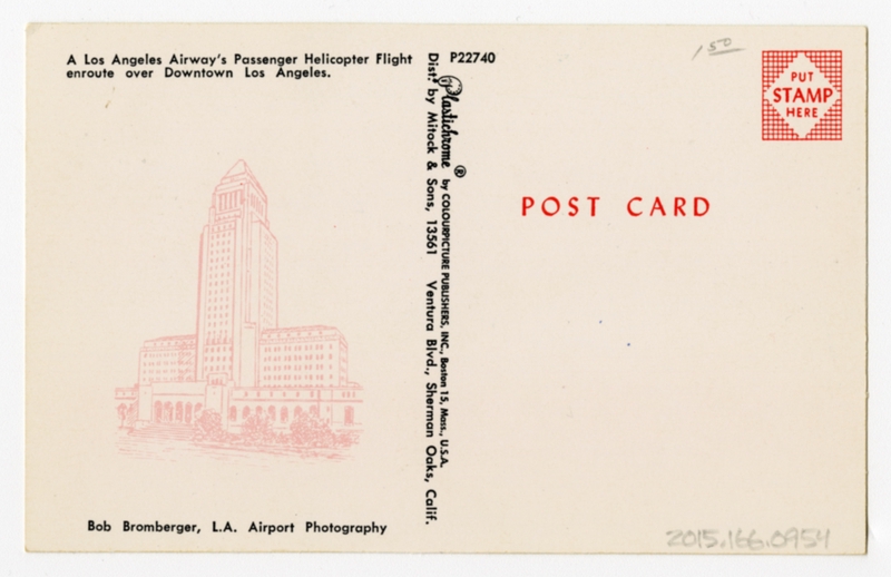 Image: postcard: Los Angeles Airways, Sikorsky helicopter