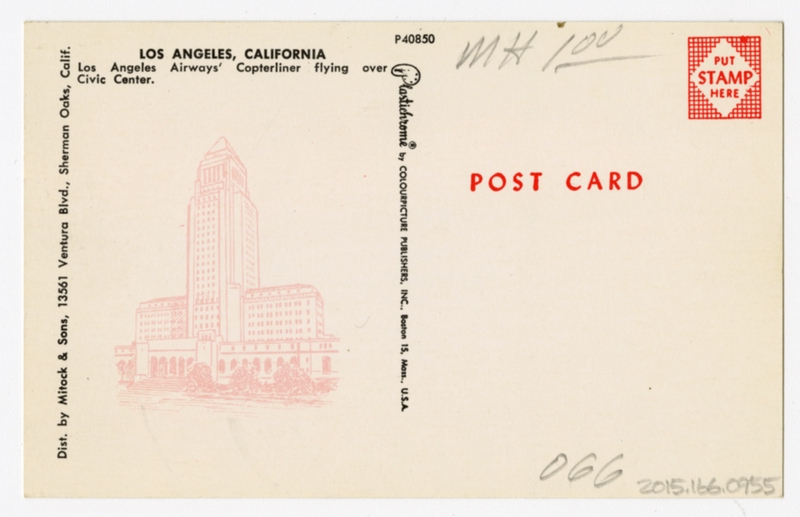 Image: postcard: Los Angeles Airways, Sikorsky helicopter