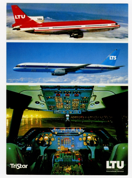 Image: postcard: LTU International Airways, Lockheed L-1011 Tristar, Boeing 757-200