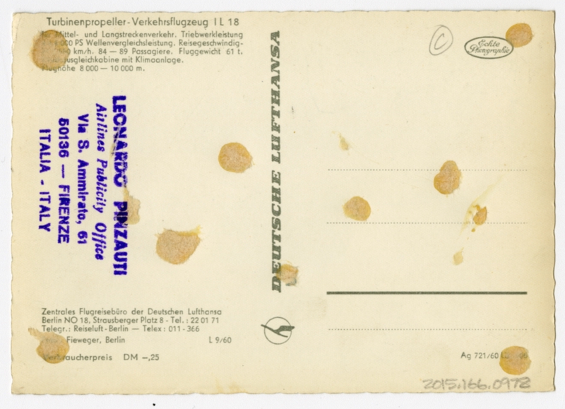 Image: postcard: Lufthansa, Ilyushin Il-18