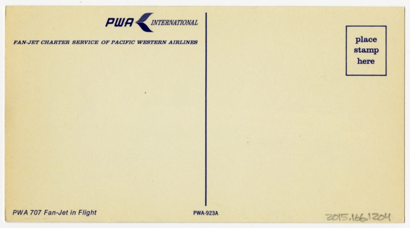 Image: postcard: Pacific Western Airlines, Boeing 707