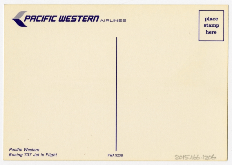 Image: postcard: Pacific Western Airlines, Boeing 737