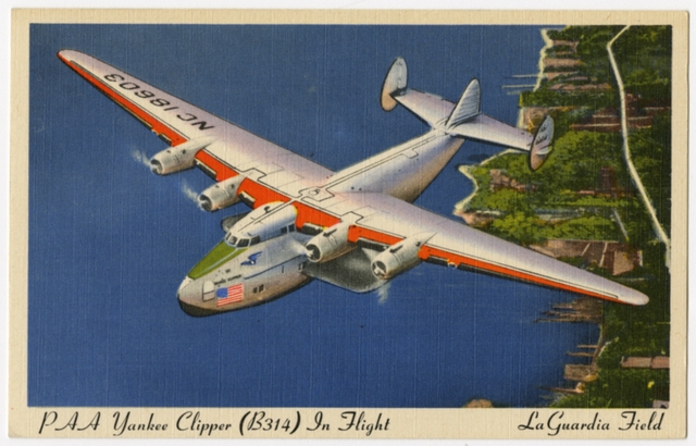 Postcard: Pan American Airways, Boeing 314, LaGuardia Airport