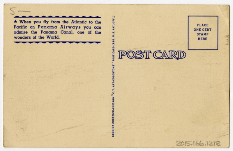 Image: postcard: Panama Airways, Douglas DC-3, Panama Canal