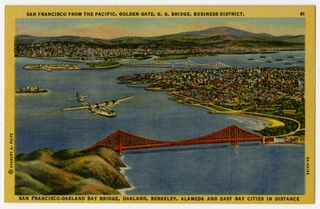 Image: postcard: Pan American World Airways, Martin M-130, San Francisco Bay