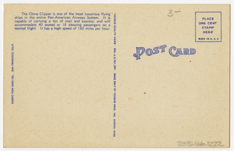 Image: postcard: Pan American Airways System, Martin M-130 China Clipper