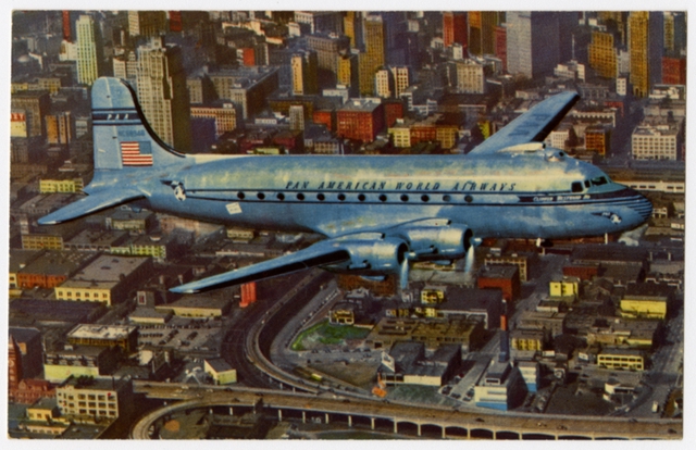 Postcard: Pan American World Airways, Douglas DC-4, San Francisco